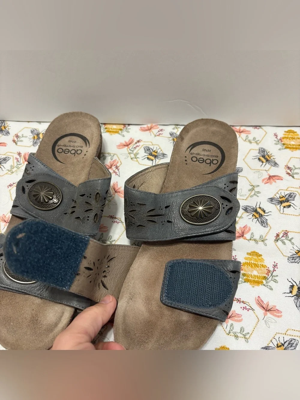 Abeo Women's Double-Strap Comfort Sandal in Charcoal Blue